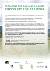 Checklist for Farmers - Preparing for COVID-19 On Farm