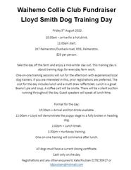 Waihemo Collie Club Fundraiser - Lloyd Smith Dog Training Day