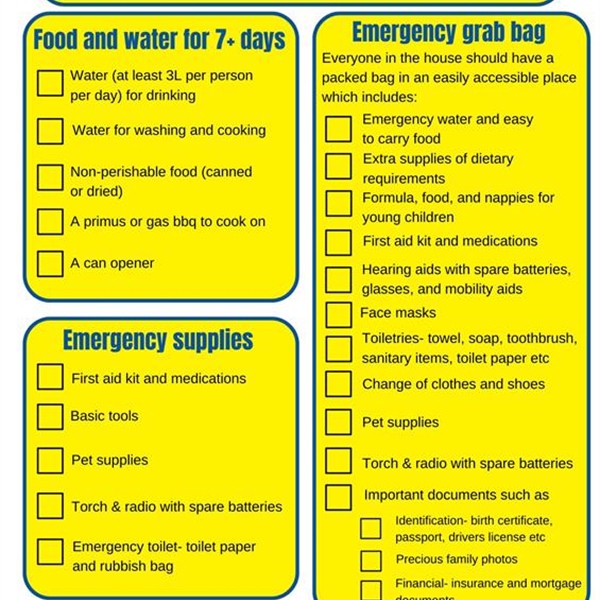 Household Emergency Checklist